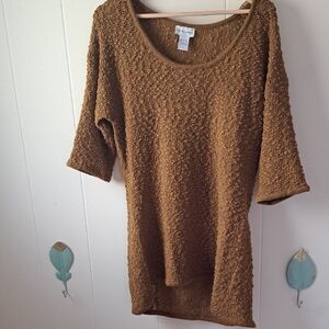 Textured Cozy Knit Tunic - Camel Brown